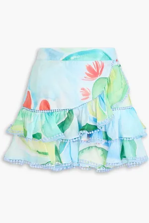 CHARO RUIZ IBIZA Caceres ruffled printed cotton-blend voile mini skirt - Green - M
