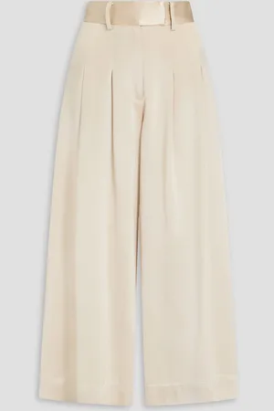 By Malene Birger Doirite pleated satin wide-leg pants - White - DE 42