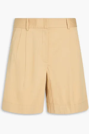 THEORY Pleated stretch-cotton twill shorts - Neutral - US 10