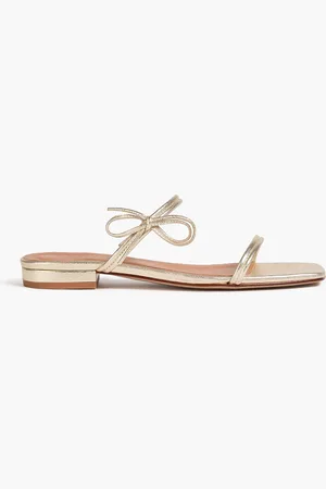 Claudie Pierlot Augustin bow-detailed metallic leather sandals - Metallic - EU 36