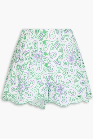 CHARO RUIZ IBIZA Gabrielle pleated broderie anglaise cotton-blend shorts - Purple - S