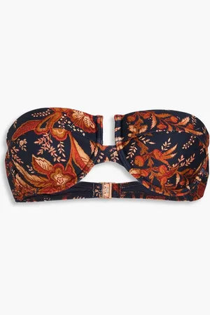 ZIMMERMANN Floral-print underwired bandeau bikini - Blue - 3 C