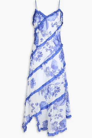 CHARO RUIZ IBIZA Ninay ruffled floral-print cotton-blend voile midi dress - Blue - L