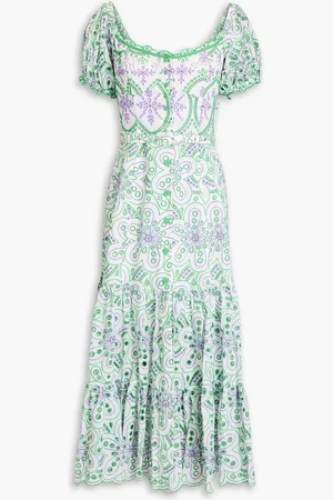 CHARO RUIZ IBIZA Lana tiered broderie anglaise cotton-blend midi dress - Purple - S