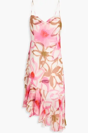 Claudie Pierlot Asymmetric floral-print silk-chiffon midi dress - - FR 34