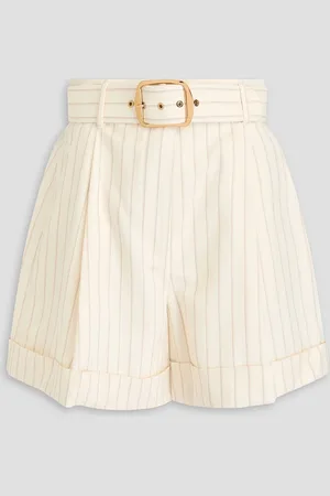 ZIMMERMANN Belted striped jacquard shorts - White - 3