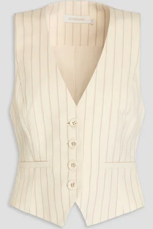 ZIMMERMANN Pinstriped twill vest - White - 2