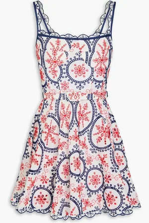 CHARO RUIZ IBIZA Nina belted broderie anglaise cotton-blend mini dress - Blue - L