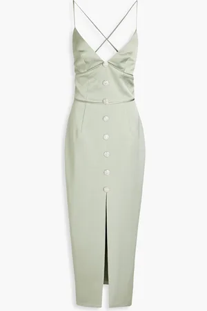 Rasario Embellished satin midi dress - Green - FR 44