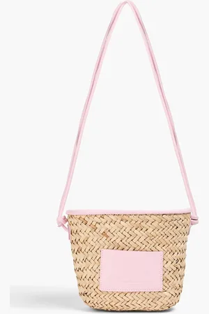 Claudie Pierlot Adryanm leather-trimmed straw bucket bag - Pink - OneSize