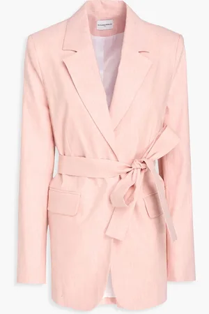 Claudie Pierlot Belted linen-blend blazer - Pink - FR 34