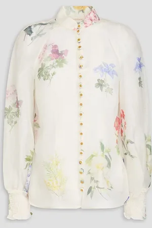 ZIMMERMANN Floral-print linen and silk-blend gauze blouse - White - 1