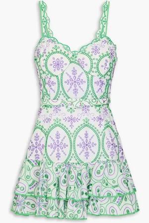CHARO RUIZ IBIZA Marianne belted broderie anglaise cotton-blend mini dress - Purple - XS