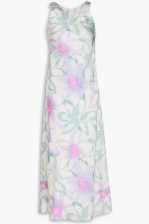 Claudie Pierlot Floral-print satin midi dress - Purple - FR 34