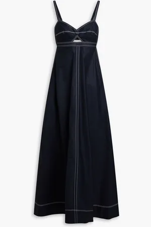 Tory Burch Cutout cotton-poplin maxi dress - Blue - US 14