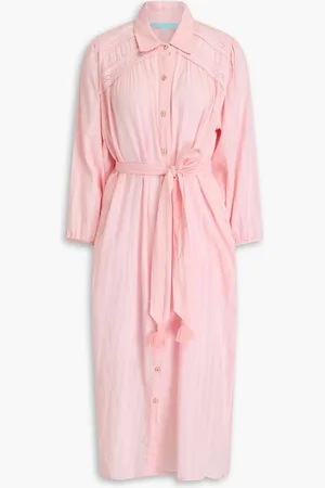 Melissa Odabash Cressida lace-trimmed cotton-jacquard midi dress - Pink - L