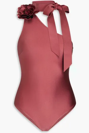 ZIMMERMANN One-shoulder floral-appliquéd swimsuit - Pink - 2