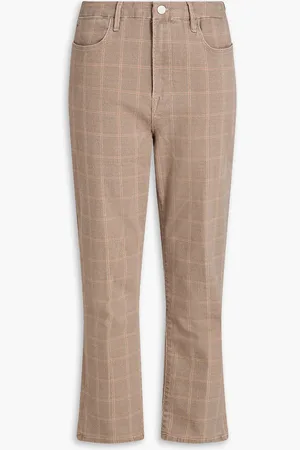 Frame Le High Straight cropped checked high-rise straight-leg jeans - Neutral - 29