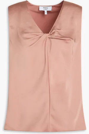 THEORY Twisted crepe de chine top - Pink - L
