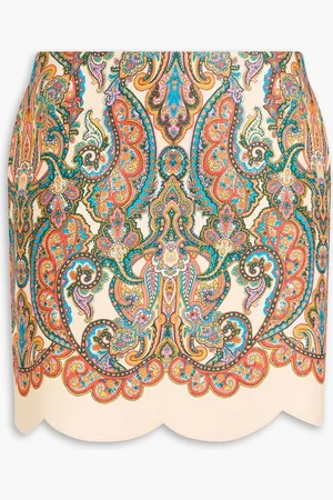 ZIMMERMANN Scalloped paisley-print linen mini skirt - - 2