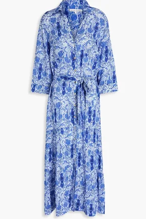 Heidi Klein Printed woven midi shirt dress - Blue - L