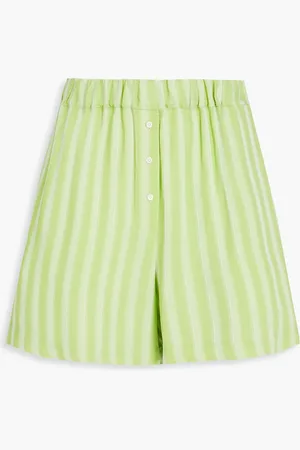 Claudie Pierlot Striped satin-jacquard shorts - Green - FR 36