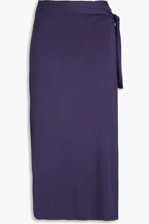 Melissa Odabash Ida asymmetric jersey midi wrap skirt - Blue - L