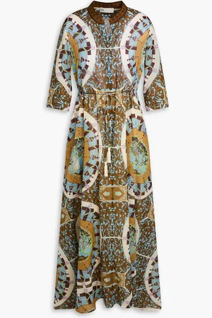 Tory Burch Printed cotton-voile midi shirt dress - - S
