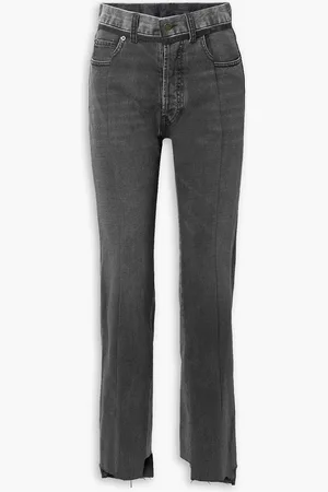 Maison Margiela Two-tone frayed high-rise straight-leg jeans - Gray - IT 38
