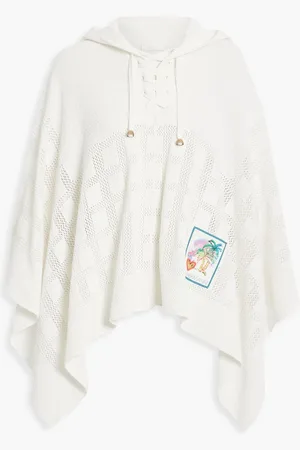 ZIMMERMANN Lace-up crochet-knit cotton hooded coverup - White - ONESIZE