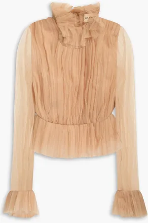 Khaite Ula ruffled plissé-tulle blouse - - US 2