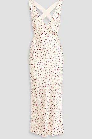 Khaite Milo floral-print cupro-satin midi dress - White - US 10