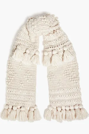 ZIMMERMANN Tasseled crochet-knit wool scarf - White - OneSize