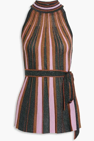 ZIMMERMANN Metallic striped stretch-knit top - Purple - 00