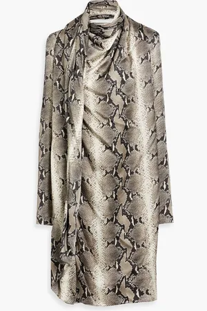 Khaite Shaz draped snake-print cupro-satin dress - - US 8