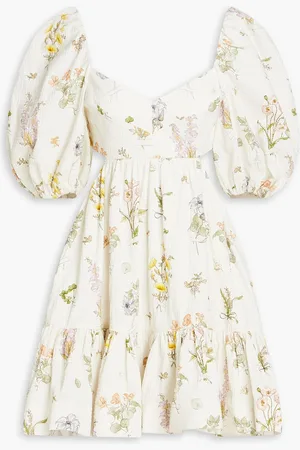 ZIMMERMANN Cutout floral-print cotton-blend seersucker mini dress - White - 4