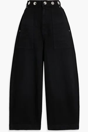 Khaite Hewey cropped studded high-rise wide-leg jeans - - 26