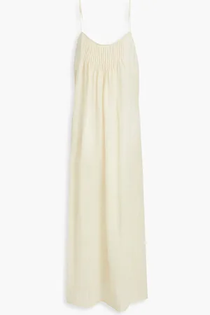 LE KASHA Qulay pintucked linen-guaze midi dress - Yellow - S