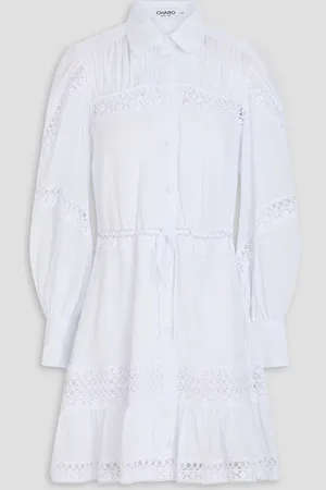 CHARO RUIZ IBIZA Daniela gathered cotton-blend voile mini shirt dress - - XL