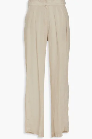 LE KASHA Pleated linen-gauze wide-leg pants - Neutral - M