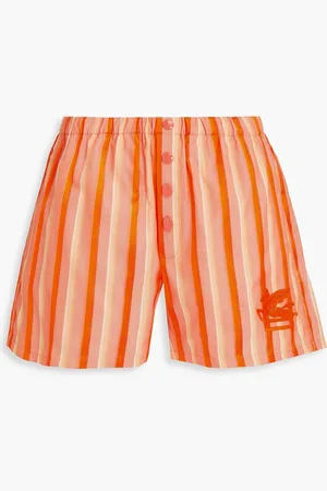 Etro Embroidered striped cotton-blend shorts - - IT 46