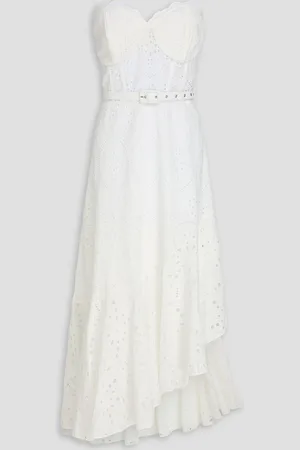 CHARO RUIZ IBIZA Aurora strapless belted broderie anglaise cotton-blend midi dress - - L
