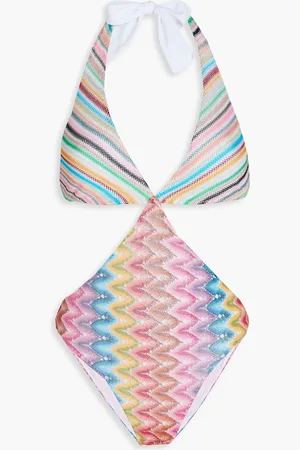 Missoni Cutout crochet-knit halterneck swimsuit - - IT 42