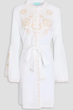 Melissa Odabash Everly embroidered cotton and linen-blend mini dress - - L
