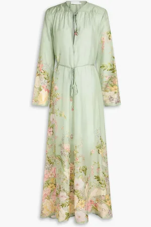 ZIMMERMANN Floral-print silk crepe de chine maxi dress - Green - 2