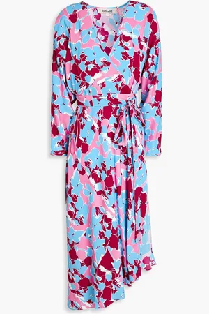 Diane von Furstenberg Eloise wrap-effect printed crepe midi dress - Blue - M