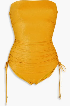 ZIMMERMANN Ruched metallic bandeau swimsuit - Yellow - 1