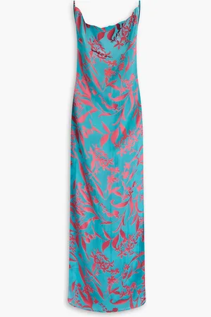 MAGDA BUTRYM Draped devoré-satin maxi dress - Blue - FR 34