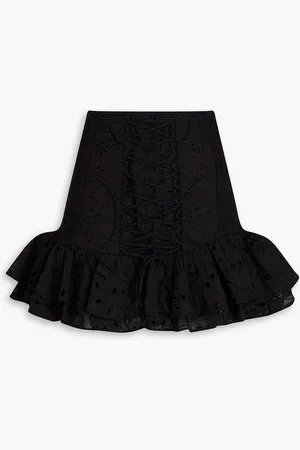 CHARO RUIZ IBIZA Lucrecia tiered broderie anglaise cotton-blend mini skirt - - S