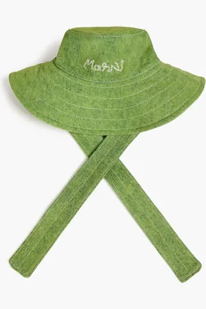 Marni Embroidered denim bucket hat - Green - L